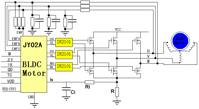 JY02A BLDC Motor Sürücü IC Engelleme Koruması Basit Periferik Devre ...